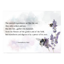 Bienen auf Lavendel mit Da Vinci Quote Print