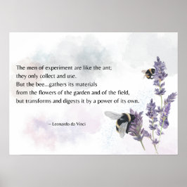 Bienen auf Lavendel mit Da Vinci Quote Print Poster