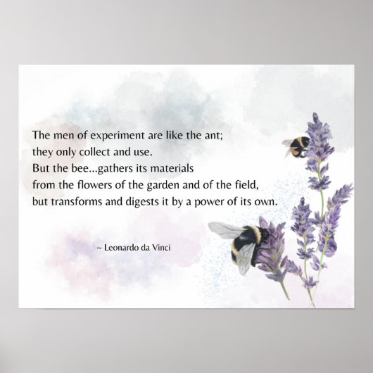 Bienen auf Lavendel mit Da Vinci Quote Print Poster (Vorne)