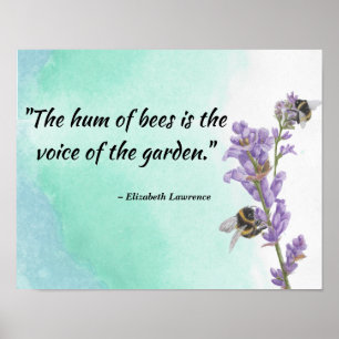 Bienen auf Lavendel mit Zitat über Bienen Print Poster