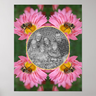 Bienen auf rosa Daisy Blume Rahmen hinzufügen Ihr Poster