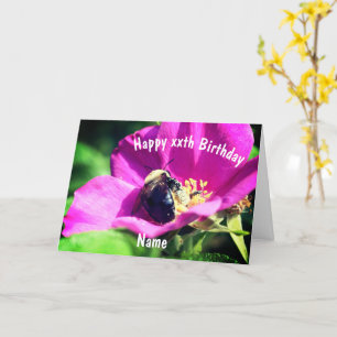 Bienen auf Rose Blume Personalisiert Geburtstag Karte