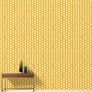 Bienen auf Wabenmuster Wallpaper Tapete