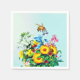 Bienen Baby Shower Blue Flroal Schnuller Serviette