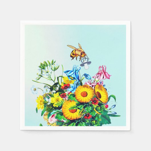Bienen Baby Shower Blue Flroal Schnuller Serviette (Vorderseite)