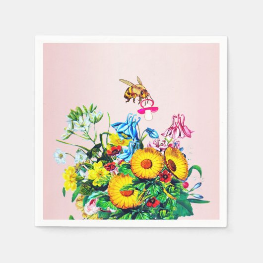 Bienen Babydusche Rosa Schnuller Serviette (Vorderseite)