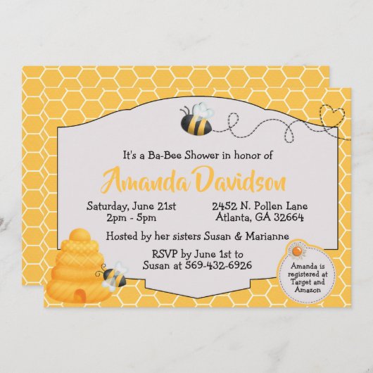 Bienen-Babyparty-Einladung Einladung (Vorne/Hinten)