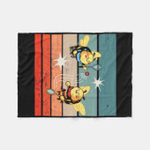 Bienen Badminton Dynamic Cartoonish Artwork Funny  Fleecedecke (Vorderseite (Horizontal))
