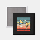 Bienen Badminton Dynamic Cartoonish Artwork Funny Magnet (Vorderseite/Rückseite)