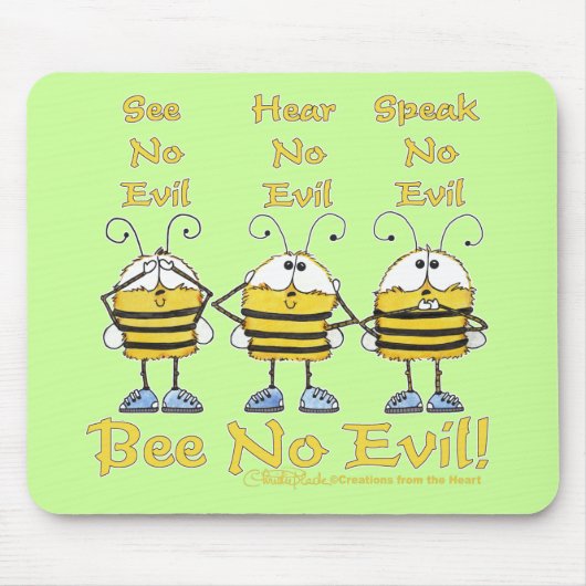 Bienen "Bee No Evil" Mousepad (Vorne)