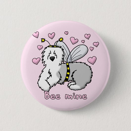 Bienen-Bergwerk-alter englischer Schäferhund Button (Vorderseite)