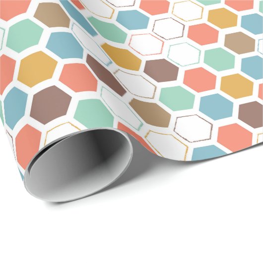 Bienen-Bienenstock-Modul-Muster Geschenkpapier (Rolleneckpunkt)