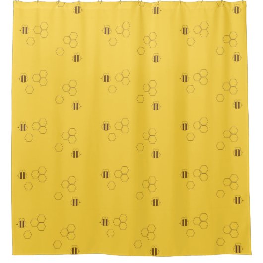 Bienen-Bienenwaben-Muster Duschvorhang (Vorderseite)
