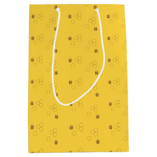 Bienen-Bienenwaben-Muster Mittlere Geschenktüte (Vorderseite)