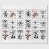 Bienen Blume Blatt Musical Notes Collage Art Geschenkpapier (Flach)