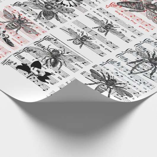 Bienen Blume Blatt Musical Notes Collage Art Geschenkpapier (Ecke)