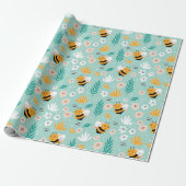 Bienen-Blume-Blätter Geschenkpapier (Ungerollt)