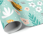 Bienen-Blume-Blätter Geschenkpapier (Rolleneckpunkt)