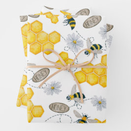 Bienen, Blume und Honig Geschenkpapier Set