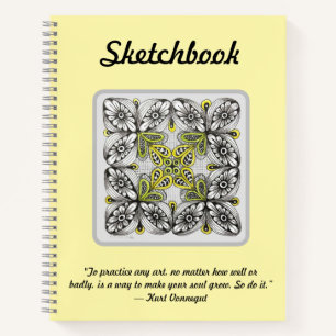 Bienen & Blumen Handgezeichnete Doodle-Skizze Notizblock