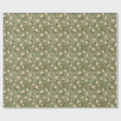 Bienen Blumen Salbeigrünes Geschenkpapier (Flach)