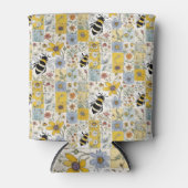 Bienen Blumenmuster Gelb und Blau Dosenkühler (Vorderseite)