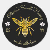 Bienen & Blütenblume Elegant & dekorative Honigbie Runder Aufkleber (Vorderseite)