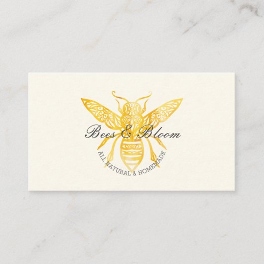 Bienen & Blütenblume Elegant & dekorative Honigbie Visitenkarte (Vorderseite)