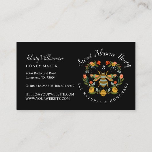 Bienen & Blütenblüten und dekorative Honigbiene sc Visitenkarte (Rückseite)