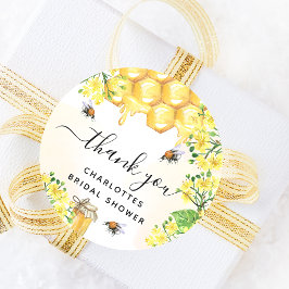 Bienen Brautparty gelbe Blüte Vielen Dank Runder Aufkleber