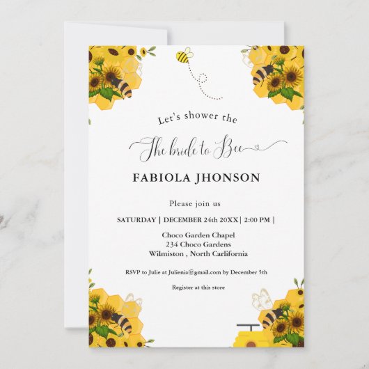 Bienen-Brautparty-Party Einladung (Vorderseite)
