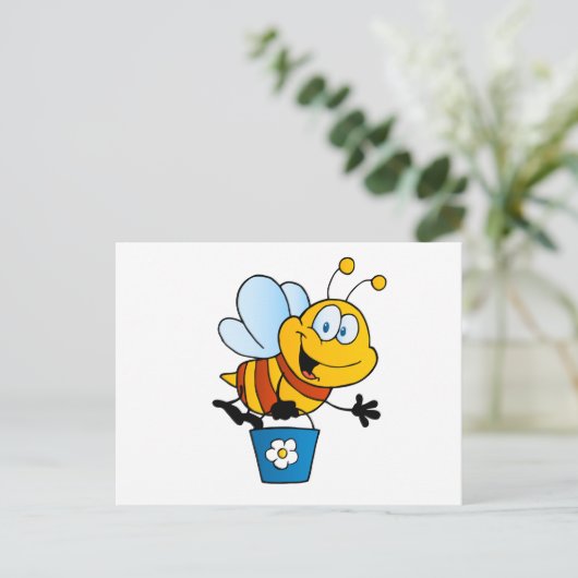Bienen Bug Bug Bugs Insekt Niedlicher Cartoon Tier Postkarte (Stehend Vorderseite)