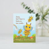 Bienen buzz Happy Birthday Postkarte (Stehend Vorderseite)