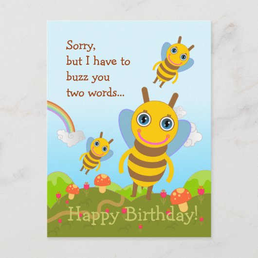 Bienen buzz Happy Birthday Postkarte (Vorderseite)