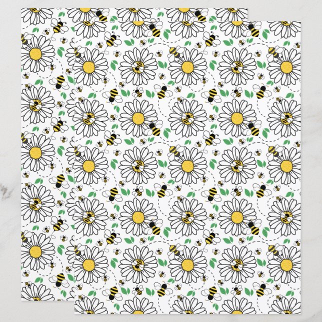 Bienen & Daisies Scrapbook Paper (Vorne/Hinten)