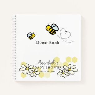 Bienen & Daisies Yellow Baby Shower Gästebuch Notizblock