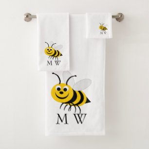 Bienen-Design monogrammiert Badhandtuch Set
