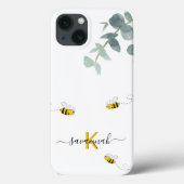 Bienen-Eukalyptusgrün, weißes Monogramm Case-Mate iPhone Hülle (Rückseite)
