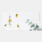 Bienen-Eukalyptusgrün, weißes Monogramm Case-Mate iPhone Hülle (Rückseite (Horizontal))