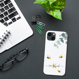 Bienen-Eukalyptusgrün, weißes Monogramm Case-Mate iPhone Hülle