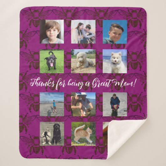 Bienen Foto Montage Großes Mama Geschenk Schuppen Sherpadecke (Vorderseite)