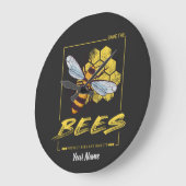 Bienen für Imker und Apiarist gerettet Große Wanduhr (Winkel)