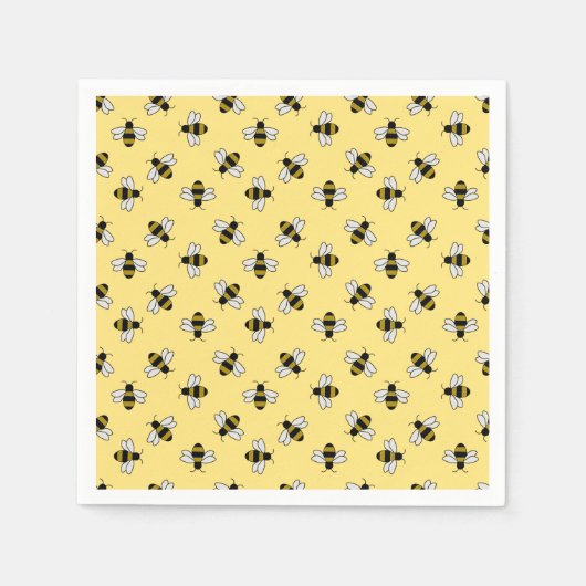 Bienen Geburtstagsparty Baby Brautparty gelb Serviette (Vorderseite)