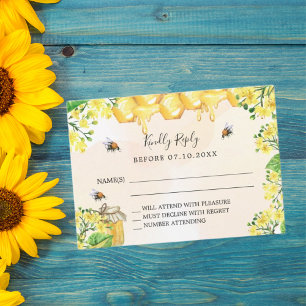 Bienen gelbe Blumen Honigwabe Antwort RSVP Mitteilungskarte