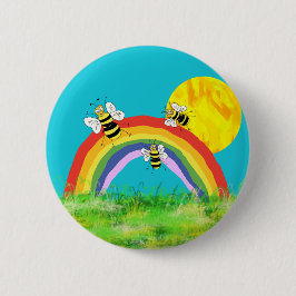 Bienen genießen die Pflanze Sommer Frühling glückl Button