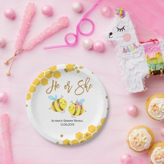 Bienen-Geschlecht decken Party-PapierTeller auf Pappteller (Party)