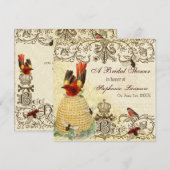 Bienen glücklich Vintag, Bridal Dusche Einladung (Vorne/Hinten)