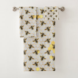 Bienen Gold Honeycomb Badhandtuch Set