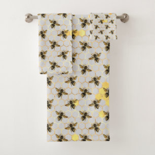 Bienen Gold Honeycomb Badhandtuch Set