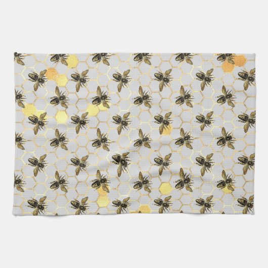 Bienen Gold Honeycomb Geschirrtuch (Horizontal)